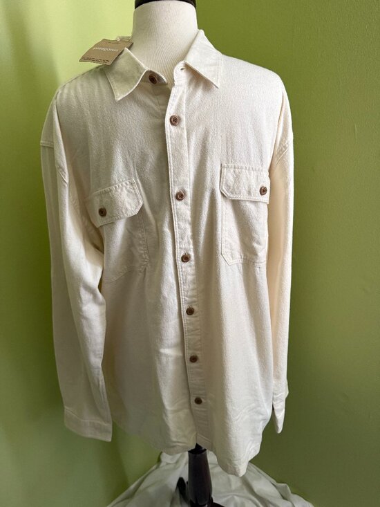 Patagonia Men’s Organic Cotton Canvas Shirt Jacket Cream Off White XL - Picture 1 of 3
